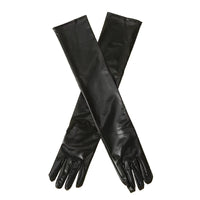 Long Black Wet Look Gloves