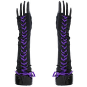 Long Satin Gloves with Ribbon