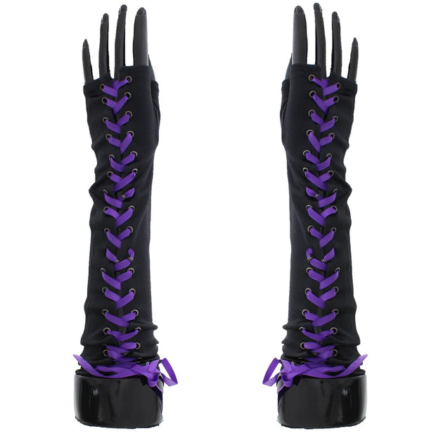 Long Satin Gloves with Ribbon