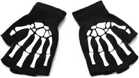 Glow In The Dark Short Fingerless Skeleton Gloves