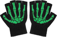 Glow In The Dark Short Fingerless Skeleton Gloves