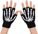 Glow In The Dark Short Fingerless Skeleton Gloves