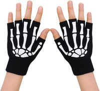 Glow In The Dark Short Fingerless Skeleton Gloves