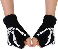 Glow In The Dark Short Fingerless Skeleton Gloves