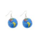 Plastic World Map Globe Hanging Dangle Earrings