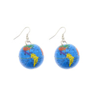 Plastic World Map Globe Hanging Dangle Earrings