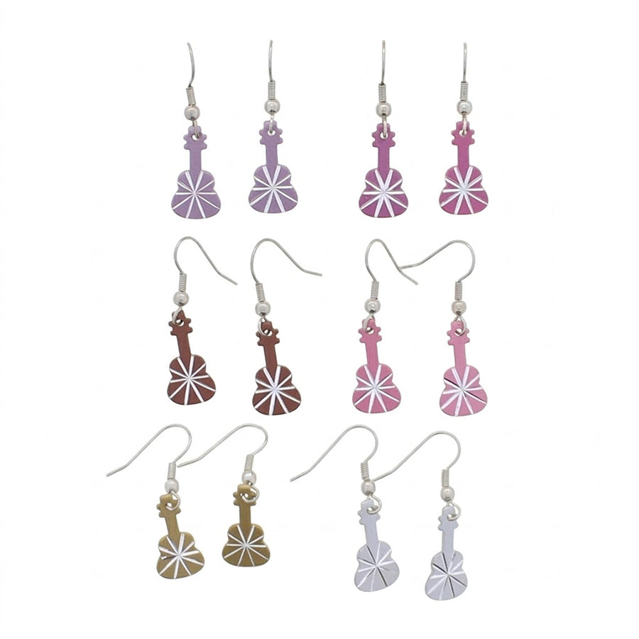 Set of 6 Assorted Colour Guitar Earrings