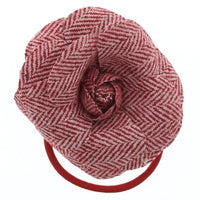 Tweed Rose Flower on Elastic & Brooch Pin
