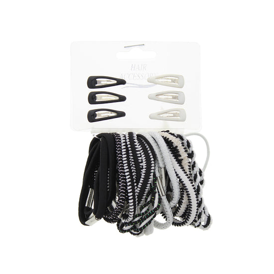 Set of 27 Hair Elastics with 6 snap clips