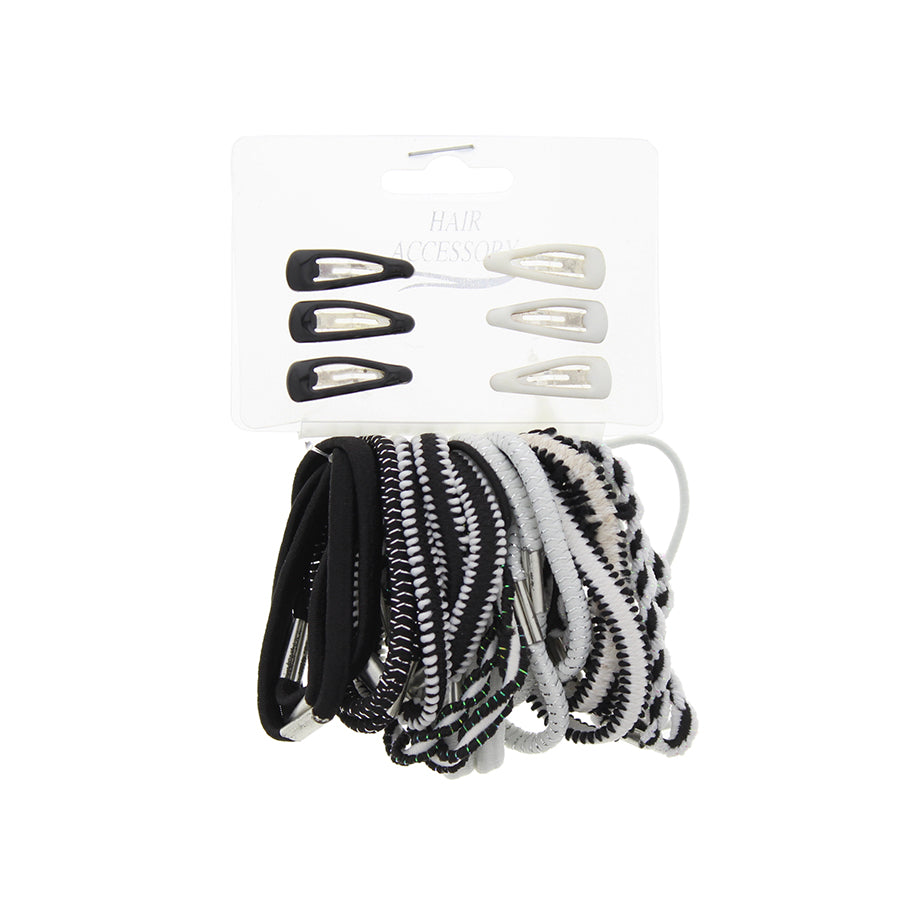 Set of 27 Hair Elastics with 6 snap clips