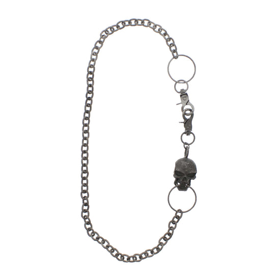 Burnished Silver Skull Key Chain or Necklace