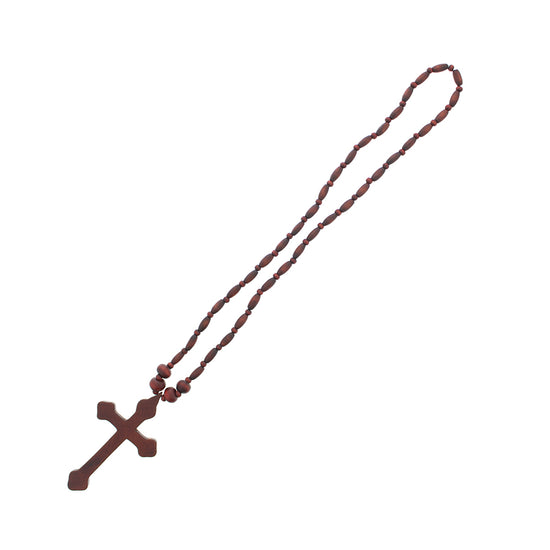 Wooden Beaded Large Cross Pendant