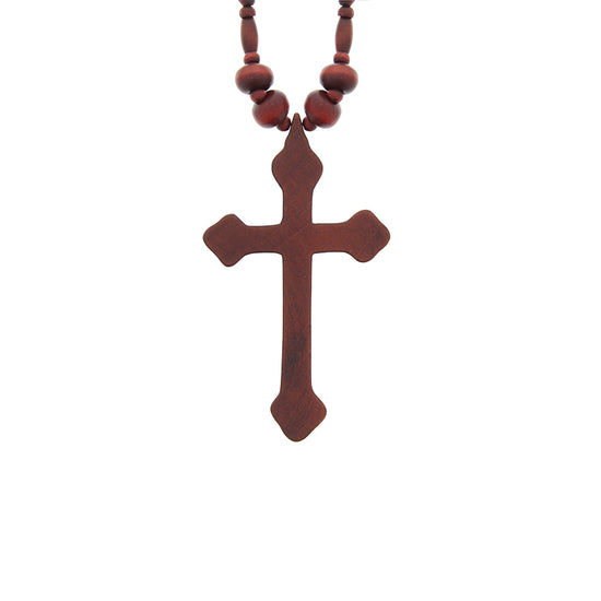 Wooden Beaded Large Cross Pendant