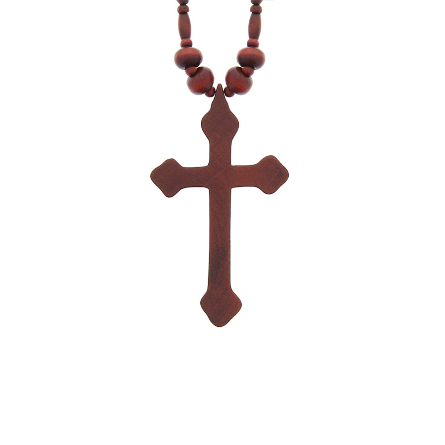 Wooden Beaded Large Cross Pendant