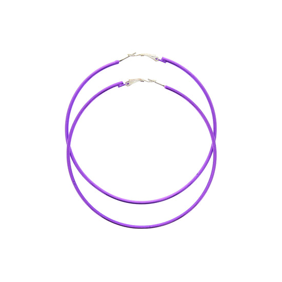 Metal Oversized Sleeper Purple Hoop Earrings
