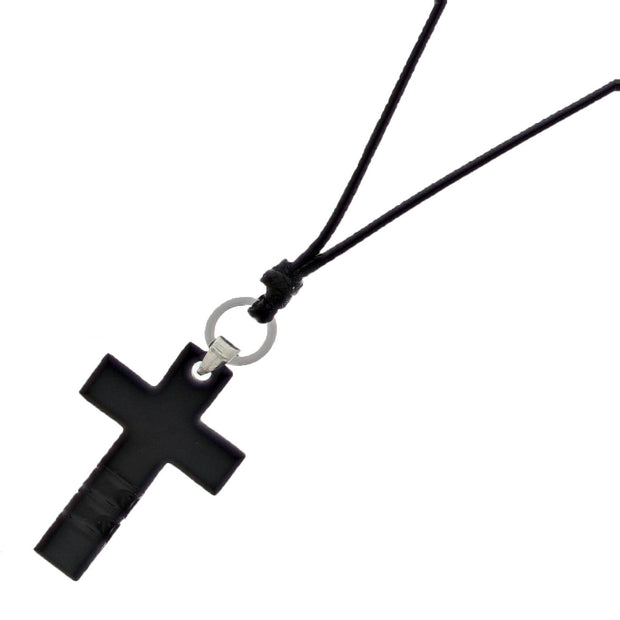 Black Cross Corded Necklace