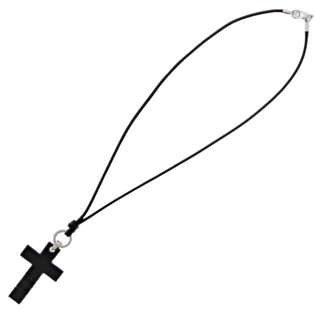 Black Cross Corded Necklace