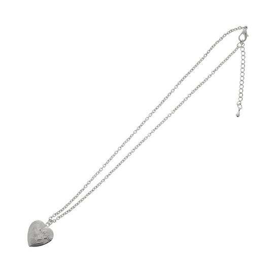 Silver Heart Locket Engraved Chain Necklace