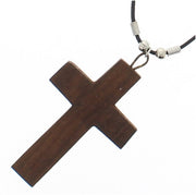 Wooden Cross Thong Necklace