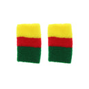 Pair of Rasta Striped Elastic Reggae Wristbands