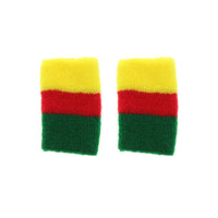 Pair of Rasta Striped Elastic Reggae Wristbands