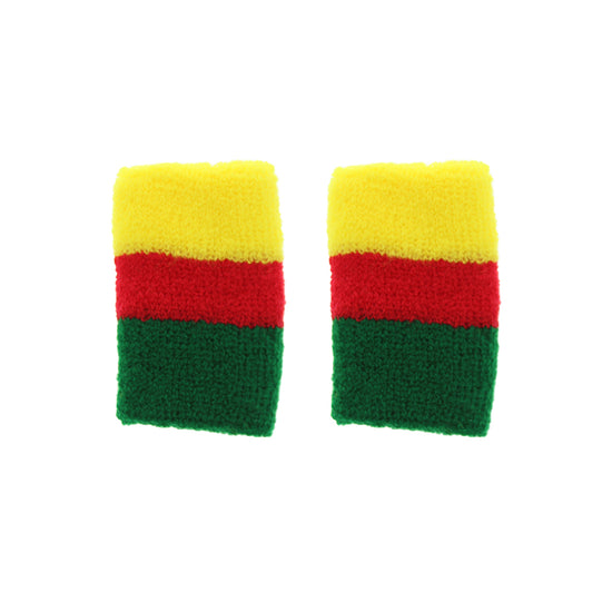 Pair of Rasta Striped Elastic Reggae Wristbands