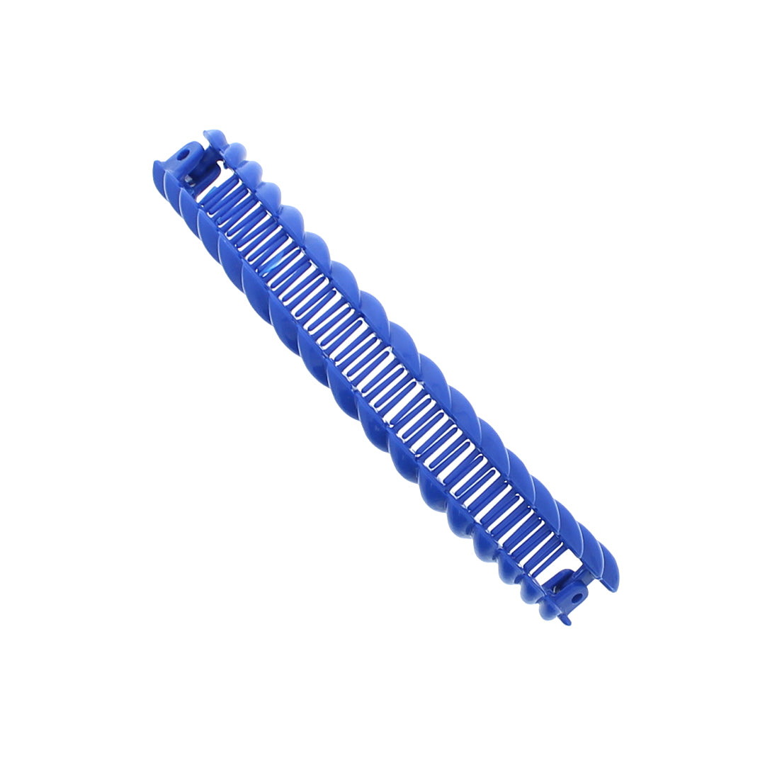 Plastic Twisted Curved Grip Retro Royal Blue Banana Clip
