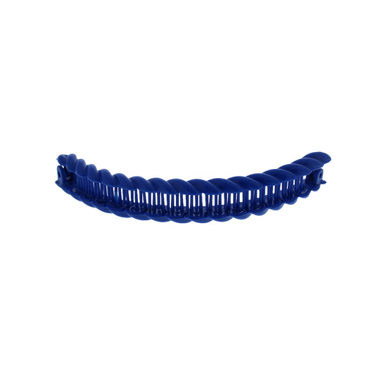 Plastic Twisted Curved Grip Retro Royal Blue Banana Clip