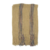 Cotton Lightweight Striped Scarf with Tassels