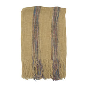 Cotton Lightweight Striped Scarf with Tassels