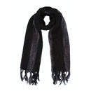 Cotton Lightweight Striped Scarf with Tassels
