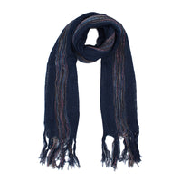 Cotton Lightweight Striped Scarf with Tassels