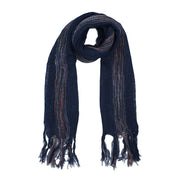 Cotton Lightweight Striped Scarf with Tassels