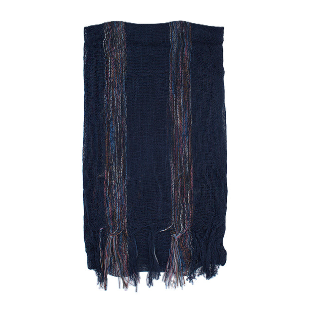 Cotton Lightweight Striped Scarf with Tassels