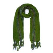 Cotton Lightweight Striped Scarf with Tassels