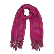 Lightweight Cotton Woven Striped Fringed Scarf