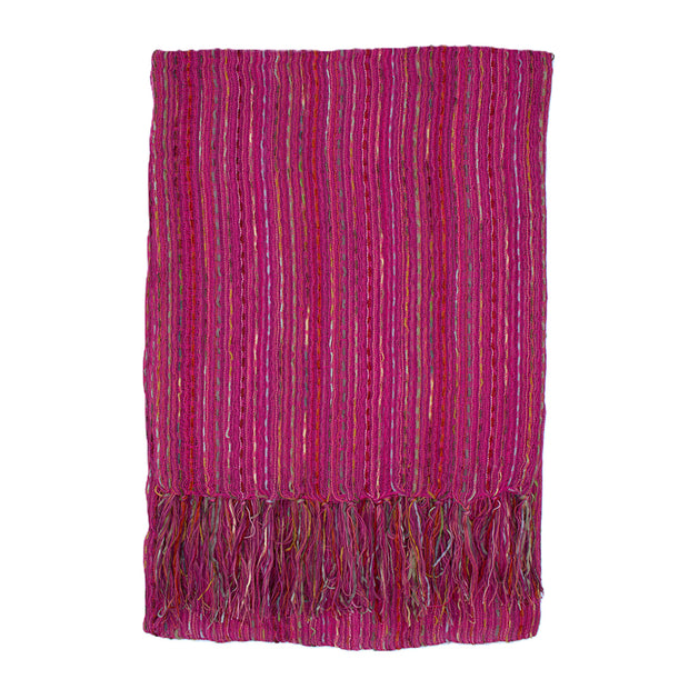 Lightweight Cotton Woven Striped Fringed Scarf