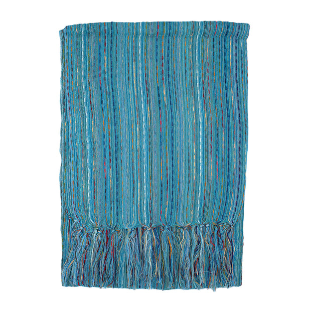 Lightweight Cotton Woven Striped Fringed Scarf