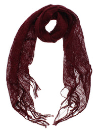 Plain Lightweight Cotton Scarf with Tassels