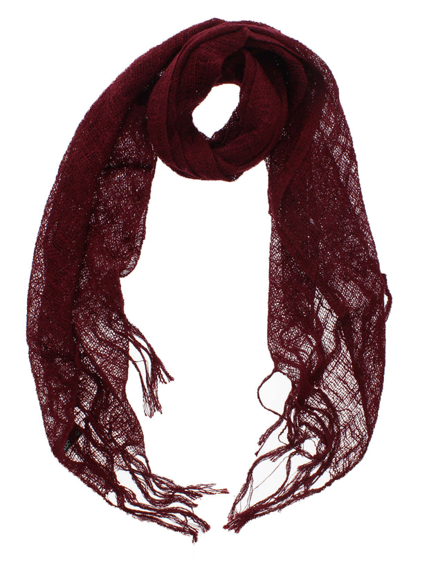 Plain Lightweight Cotton Scarf with Tassels