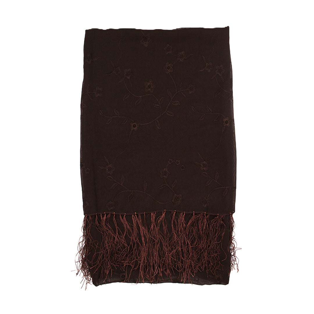 Embrodered Floral Print Scarf