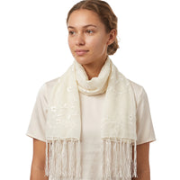 Embrodered Floral Print Scarf