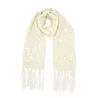 Embrodered Floral Print Scarf