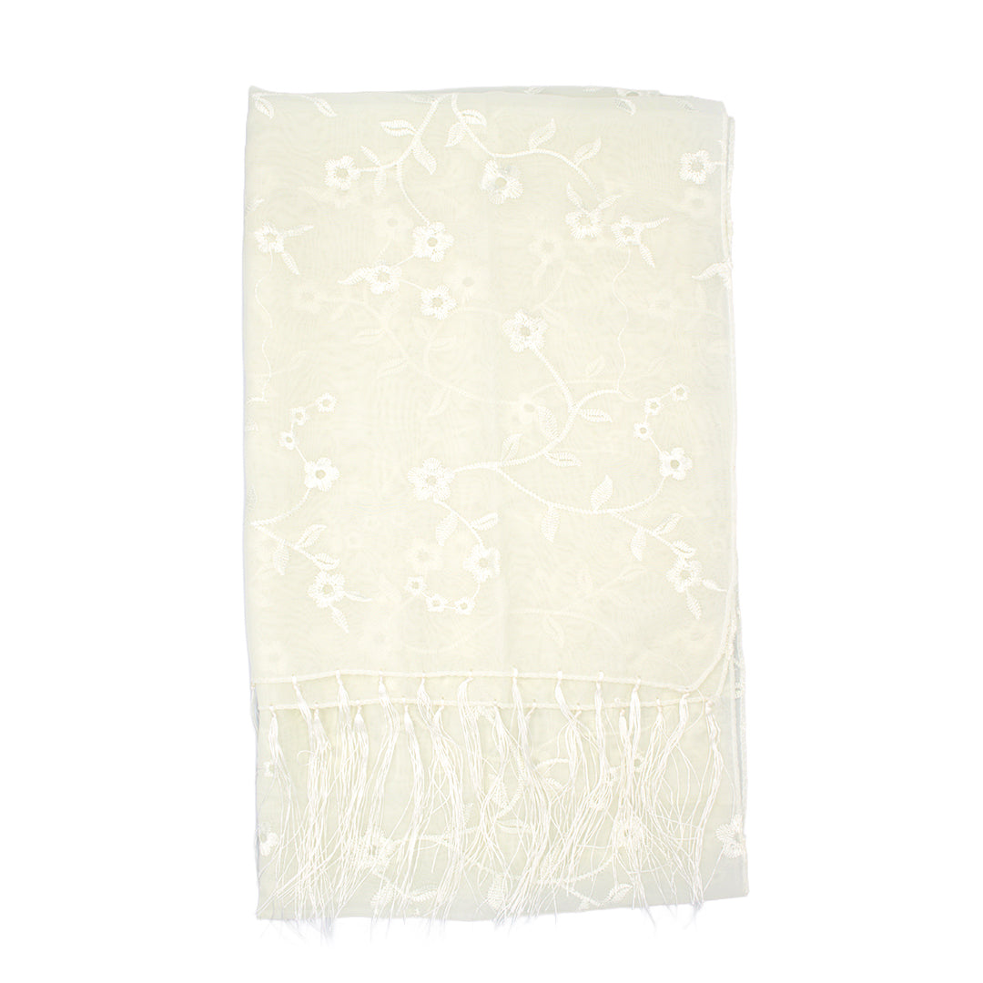 Embrodered Floral Print Scarf