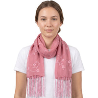 Embrodered Floral Print Scarf