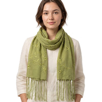 Embrodered Floral Print Scarf