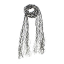 Skinny Striped Wave Knit Fringe Scarf