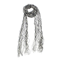 Skinny Striped Wave Knit Fringe Scarf