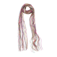 Skinny Striped Wave Knit Fringe Scarf