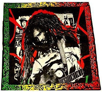 Bob Marley with Guitar on Rasta Border Bandana